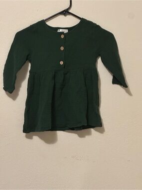 Babe Basics green long sleeve dress size 3 100% cotton